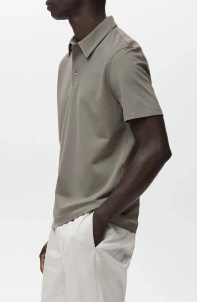Mango Solid Cotton Blend Piqué Polo In Green