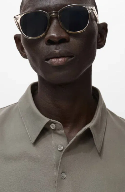Mango Solid Cotton Blend Piqué Polo In Green