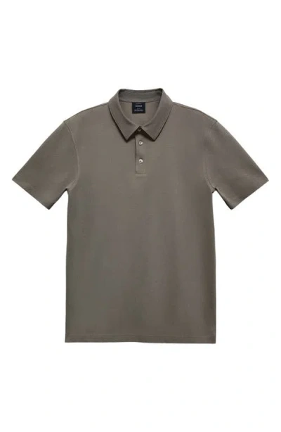 Mango Solid Cotton Blend Piqué Polo In Green