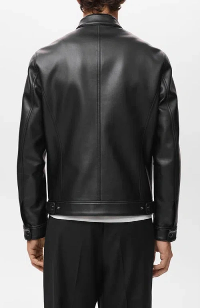 Mango Men's Zip-up Leather-effect Jacket In Black