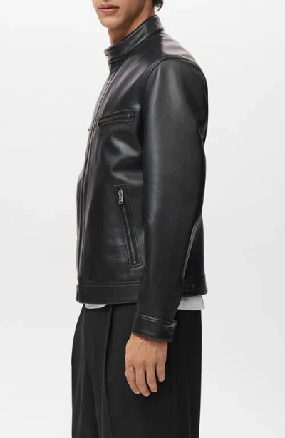 Mango Men's Zip-up Leather-effect Jacket In Black