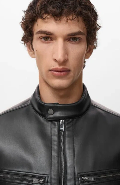 Mango Men's Zip-up Leather-effect Jacket In Black