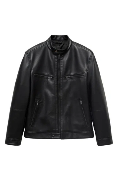 Mango Men's Zip-up Leather-effect Jacket In Black