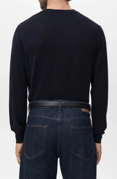 Mango Crewneck Wool Sweater In Blue