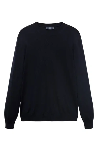 Mango Crewneck Wool Sweater In Blue