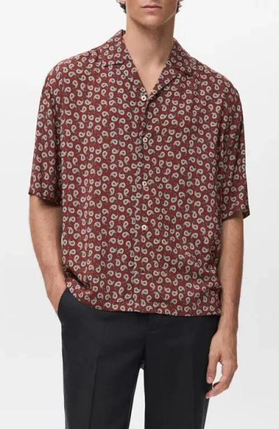 Mango Print Regular Fit Short Sleeve Button-up Camp Shirt In Multi
