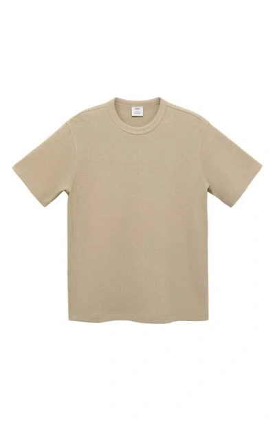 Mango Relaxed Fit Solid Cotton T-shirt In Neutral