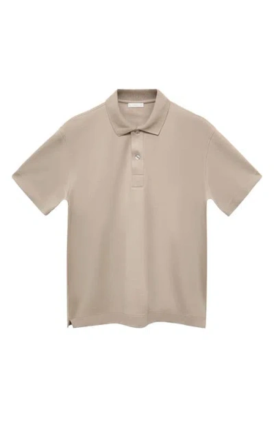 Mango Solid Cotton Polo Sweater In Brown