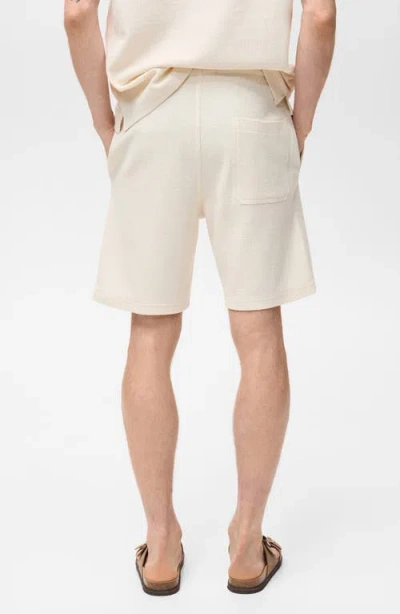 Mango Textured Drawstring Shorts In White