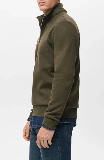 Mango Quarter Zip Sweatshirt In Green