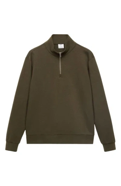 Mango Quarter Zip Sweatshirt In Green
