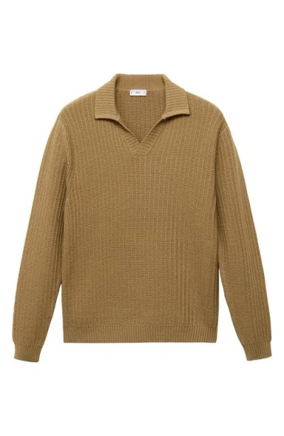 Mango Structured Cotton Polo Sweater In Neutral