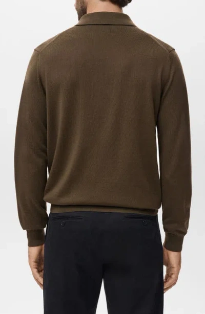 Mango Wool Sweater Polo In Brown