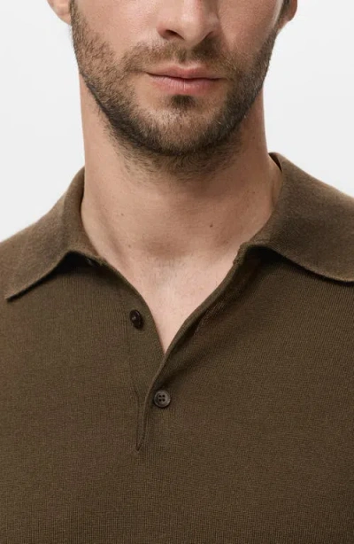 Mango Wool Sweater Polo In Brown
