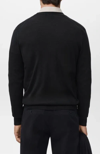 Mango Solid Wool Cardigan In Black