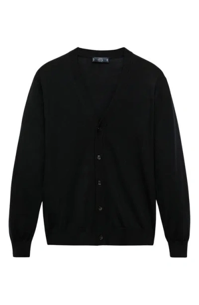 Mango Solid Wool Cardigan In Black