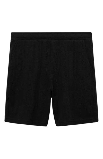 Mango Structured Knit Shorts In Black