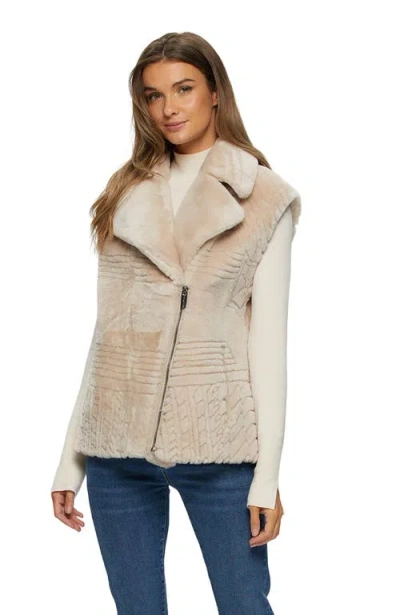 Gorski Shearling Lamb Zip Vest With Grooved Pattern In White