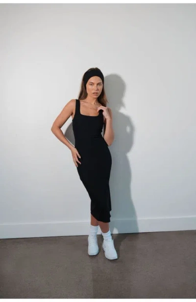 Vitality Cloud Ii Rib Basic Midi Dress In Black