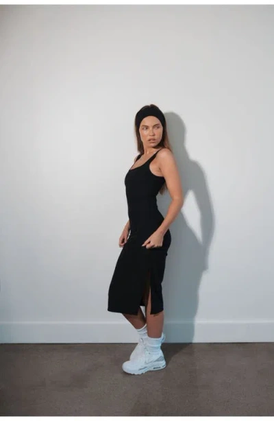 Vitality Cloud Ii Rib Basic Midi Dress In Black