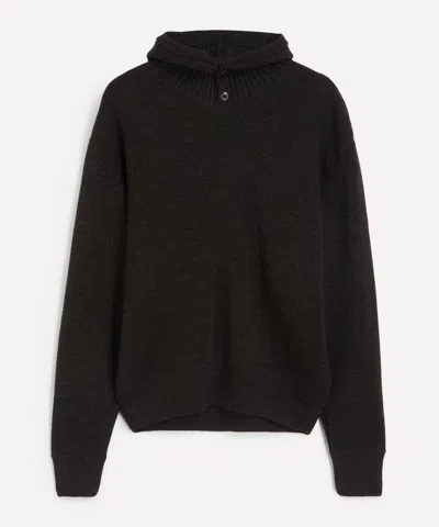 Lemaire Mens Hooded Alpaca-wool Jumper In Black