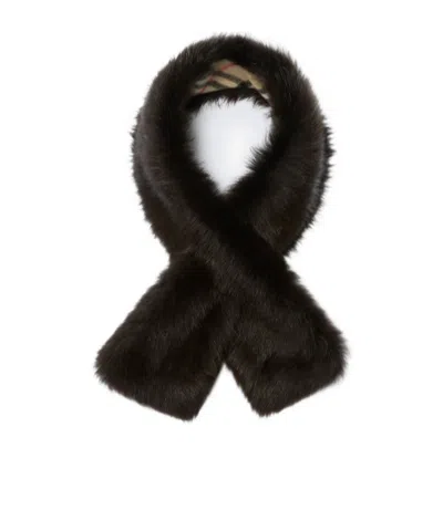 Burberry Padded Reversible Check Scarf In Black