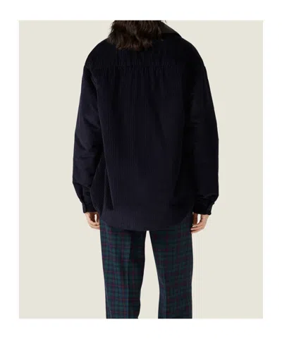 Miu Miu Corduroy Down Jacket Featuring Chest Pocket In Blue