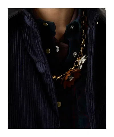 Miu Miu Corduroy Down Jacket Featuring Chest Pocket In Blue