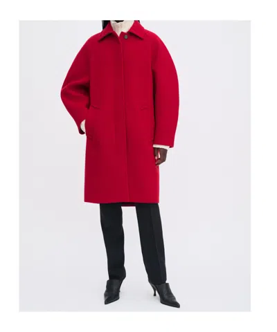 Filippa K Cocoon Raglan Sleeve Coat With Hidden Closure Coats Red In Red