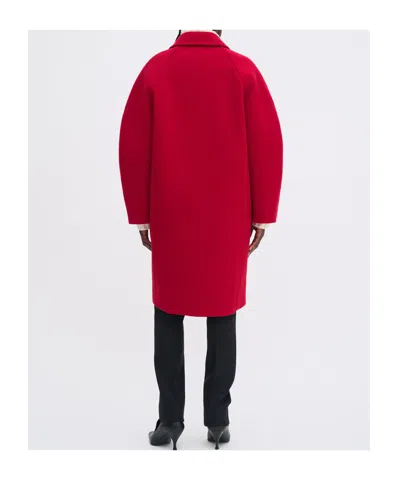 Filippa K Cocoon Raglan Sleeve Coat With Hidden Closure Coats Red In Red