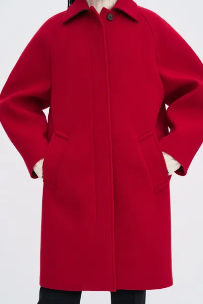 Filippa K Cocoon Raglan Sleeve Coat With Hidden Closure Coats Red In Red