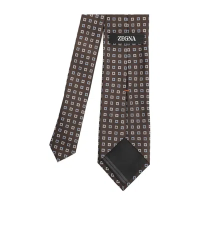 Zegna Square-pattern Tie In Gold