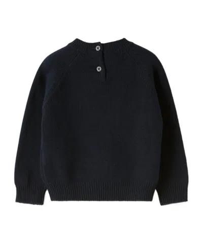 Il Gufo Blue Wool Sweater With Dachshund In Black