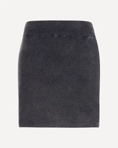 Alexander Wang Ribbed Logo-embossed Skirt In Gray