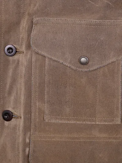 Junya Watanabe Collared Jacket With Long Sleeves And Pockets In Brown