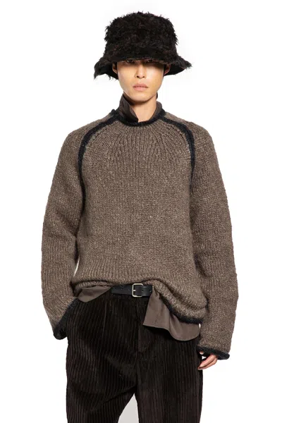 Our Legacy Rider Roundneck Shirt Steel Mohair In Brown