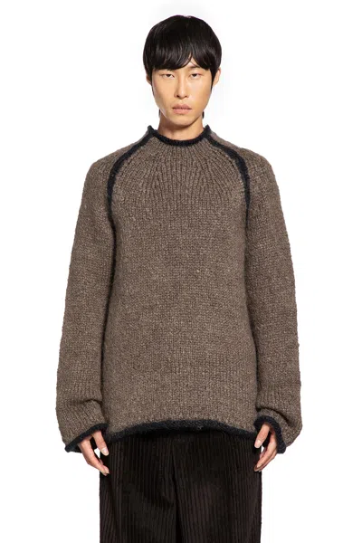 Our Legacy Rider Roundneck Shirt Steel Mohair In Brown