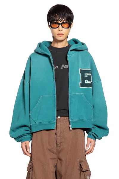 Erl Unisex Letterman Hoodie In Green