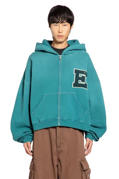 Erl Unisex Letterman Hoodie In Green