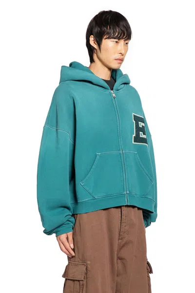 Erl Unisex Letterman Hoodie In Green
