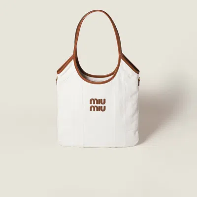 Miu Miu Ivy Denim Patchwork Bag In White