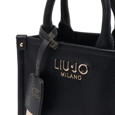 Liu •jo Structured Black Handbag With Metallic Logo In Black
