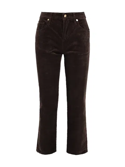 7 For All Mankind Calie Straight Mid-rise Cotton-blend Velvet Straight Pants In Brown