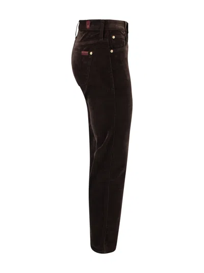 7 For All Mankind Calie Straight Mid-rise Cotton-blend Velvet Straight Pants In Brown
