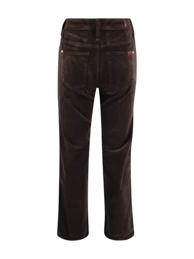 7 For All Mankind Calie Straight Mid-rise Cotton-blend Velvet Straight Pants In Brown