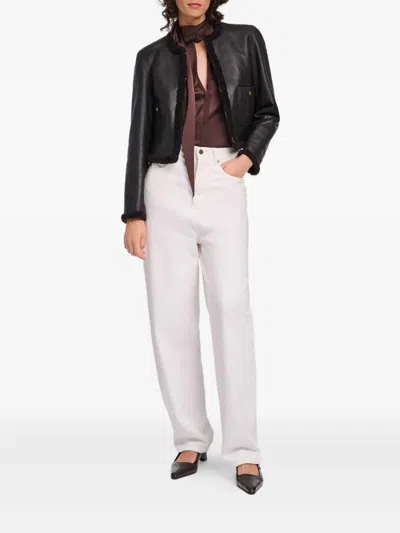 Dorothee Schumacher Soft Touch Reversible Shearling Jacket In Black Chocolate In Brown