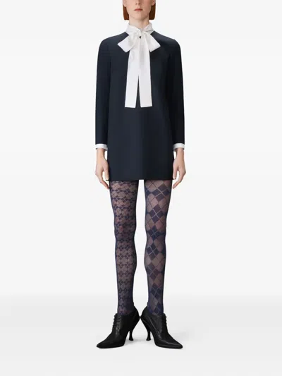 Thom Browne Silk-trimmed Virgin Wool Minidress In Blue