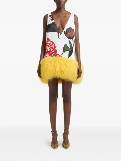 Marni X Slawn & Soldier Fur-trimmed Mini Dress In Multi
