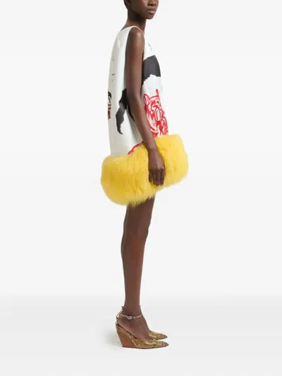 Marni X Slawn & Soldier Fur-trimmed Mini Dress In Multi