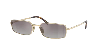 Prada 0pr A60s Gradient Grey Rectangular Sunglasses In Gold